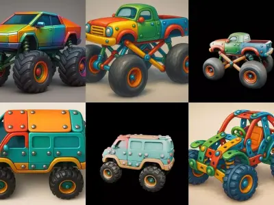 Monster Truck bundle 11 pack 100 glb 3D model