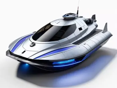 Futuristic SciFi Speedboat Vessel 3D model