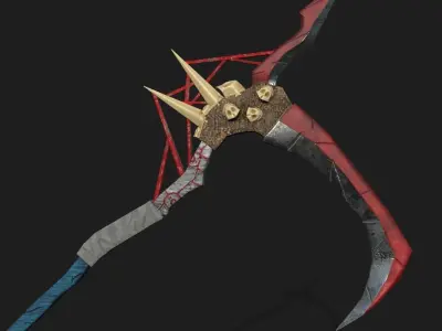 Horror Fantasy Scythe Game Ready Model Low-poly 3D model