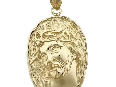 Vintage handmade look Jesus pendant 3D print model