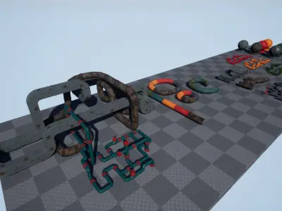Modular Pipes Pack Low-poly 3D model