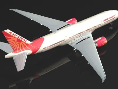 Boeing 777 low polygon Low-poly 3D model