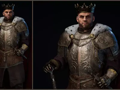 King warrior 3d lowpoly character Low-poly 3D model