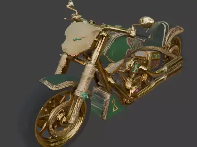 Luxury Jeweled Aztec Jaguar Warrior Motorcycle Low-poly 3D model