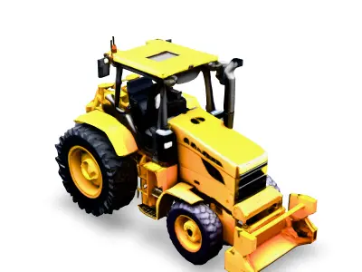 Realistic Yellow Tractor 3D Model Low-poly 3D model