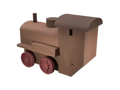 Low Poly Wooden Toy Train Low-poly 3D model purchase