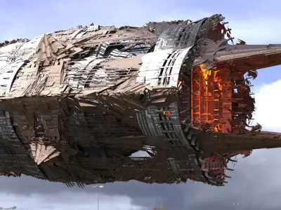 Grand Cigar zeppelin Mega city blocks 3D model
