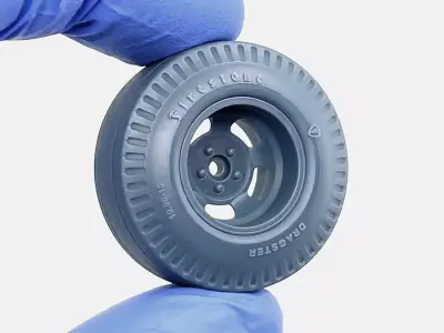 15x12 US Indy Mag Wheel Firestone Dragster Tire 3D print model