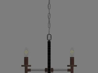 Angular 2 chandelier with two lights hanging from it 3D model