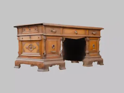 Victorian Style Low Poly Desk Model Low-poly 3D model