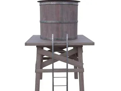 Rustic Water Tower Low-poly 3D model