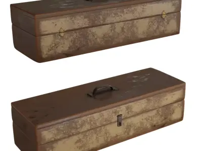 Vintage old wooden tool box 3D model