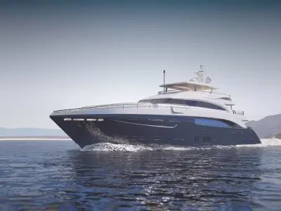 Large luxurious yacht 3D model