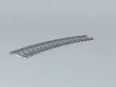 Eco Rail Track Short Curve Old Wooden Split Sleepers Free 3D model