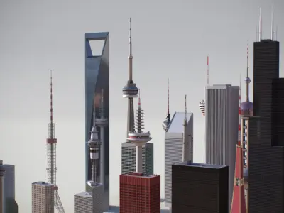 Skyscrapers and Towers 3D model