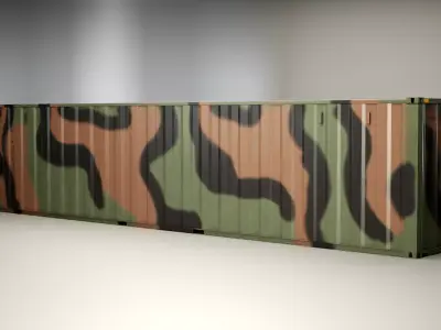 Intermodal Military Shipping Container 40-foot-long Low-poly 3D model