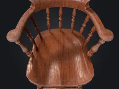 Old Windsor Chair 001 Low-poly 3D model
