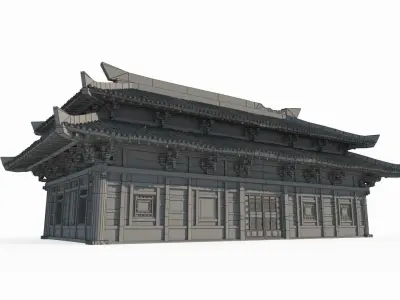 Asian Ancient Architecture Barracks 3D model