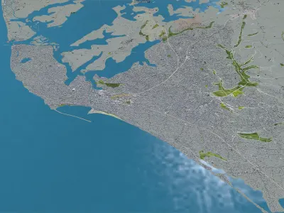 Kollam Kerala India 30km Low-poly 3D model