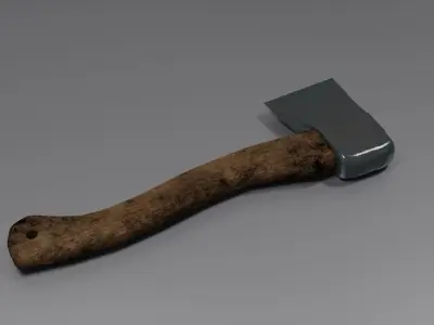 Simple Hatchet with Wooden Handle Free 3D model