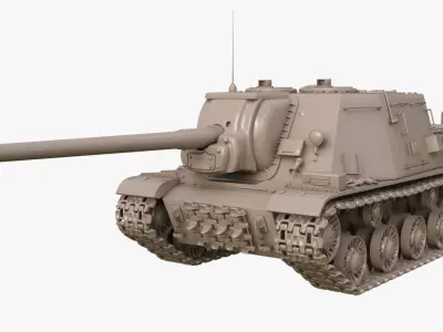 Tank ISU 122  Clay Mental Ray 3D model