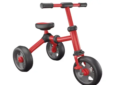 Tricycle for Kids Low-poly 3D model