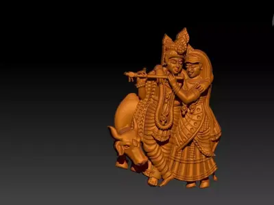 Antique Brass Radha Krishna 3D print model