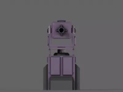 PBR Turret Gun 01 Purple Low-poly 3D model