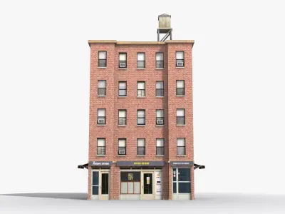 Apartment Building x16 Low-poly 3D model