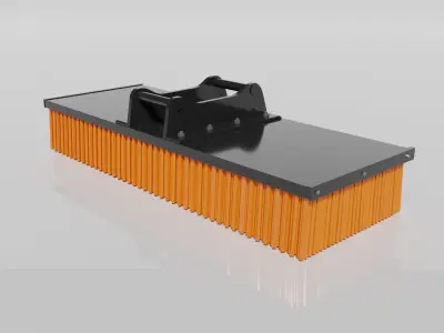 Broom for 20-25 excavator Low-poly 3D model