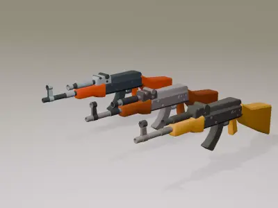 Low poly AK47 Gun Free low-poly 3D model