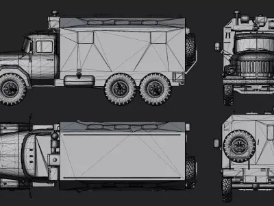 Emergency Technical Services Truck Low-poly 3D model