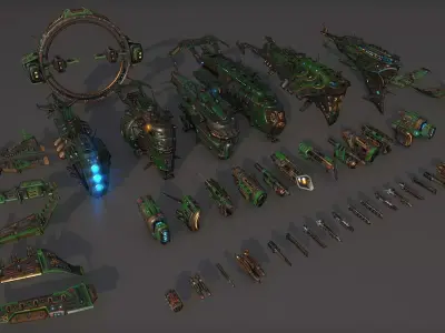 Spacecraft Pack Low-poly 3D model