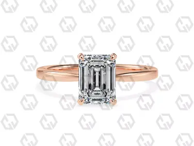 Ring 153 Emerald shape with hidden signature diamond both side 3D print model