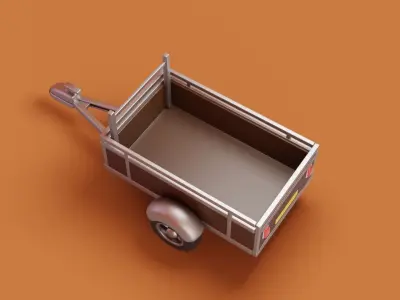 Cartoon trailer car Low-poly 3D model