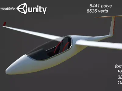 Glider Sailplane  Low-poly 3D model