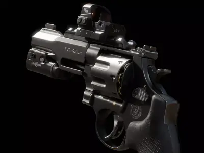 Smith and Wesson MP R8 Revolver Low-poly 3D model
