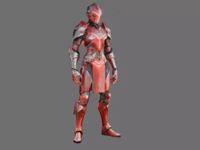 Crimson Futuristic Female Armor Model Low-poly 3D model
