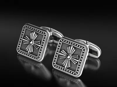 Stylish cufflinks with antique patterns 665 3D print model