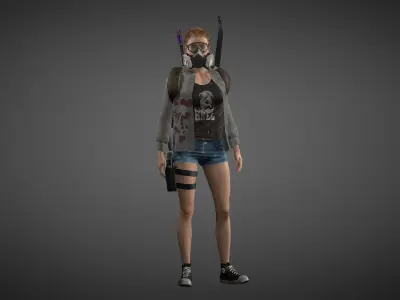 Hunter girl lowpoly 3D model  Low-poly 3D model