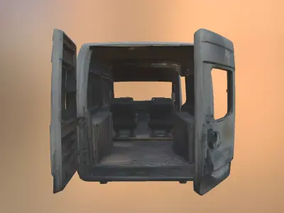 Destroyed Apocalyptic Rusty Cargo Van PBR Game Ready Low-poly 3D model