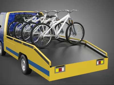 BICYCLE MOUNTAIN BIKE MTB TRAIL TOW TRUCK FLATBED TOWING PICK UP 3D model