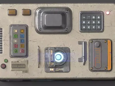 Sci Fi Control Device Panel Game Ready 3D Model Free low-poly 3D model