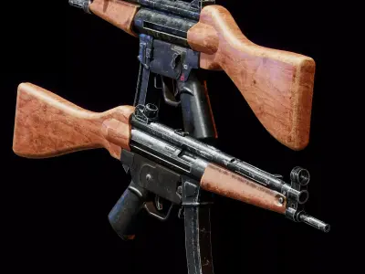 The Heckler and Koch MP5 with Wooden Details Low-poly 3D model