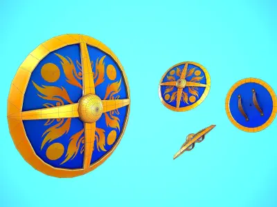 SHIELD 06 - GOLD CARTOON STYLIZED Low-poly 3D model