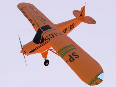 aircraft orange airplane flying in sky 3D model