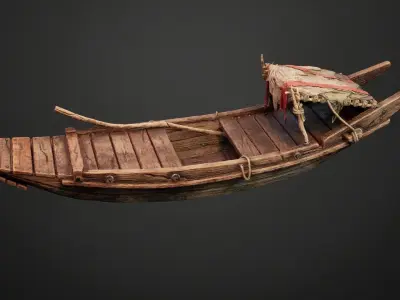 Stylized Chinese River Boat 3D model