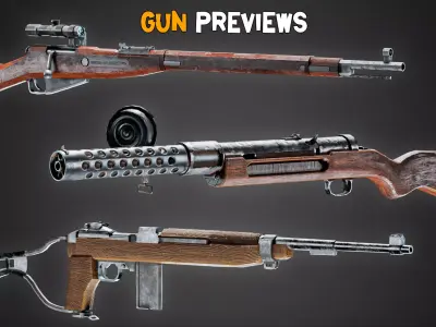 15 Game-Ready Word War 2 Guns and Texture   Vol 18 Low-poly 3D model
