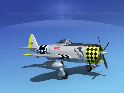 Republic P-47D Thunderbolt V07 3D model