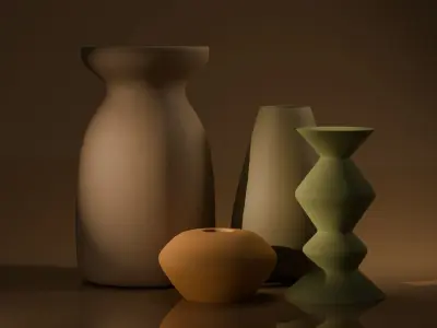 Home Decor 4 Ceramic Pieces Free 3D model